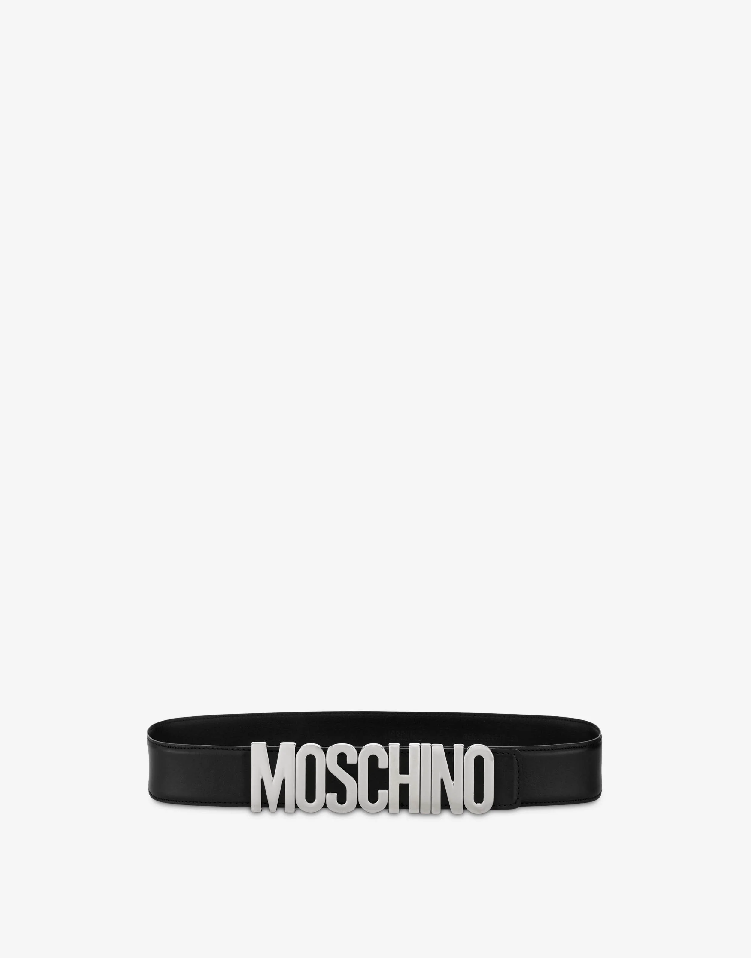 Belt in leather with logo
