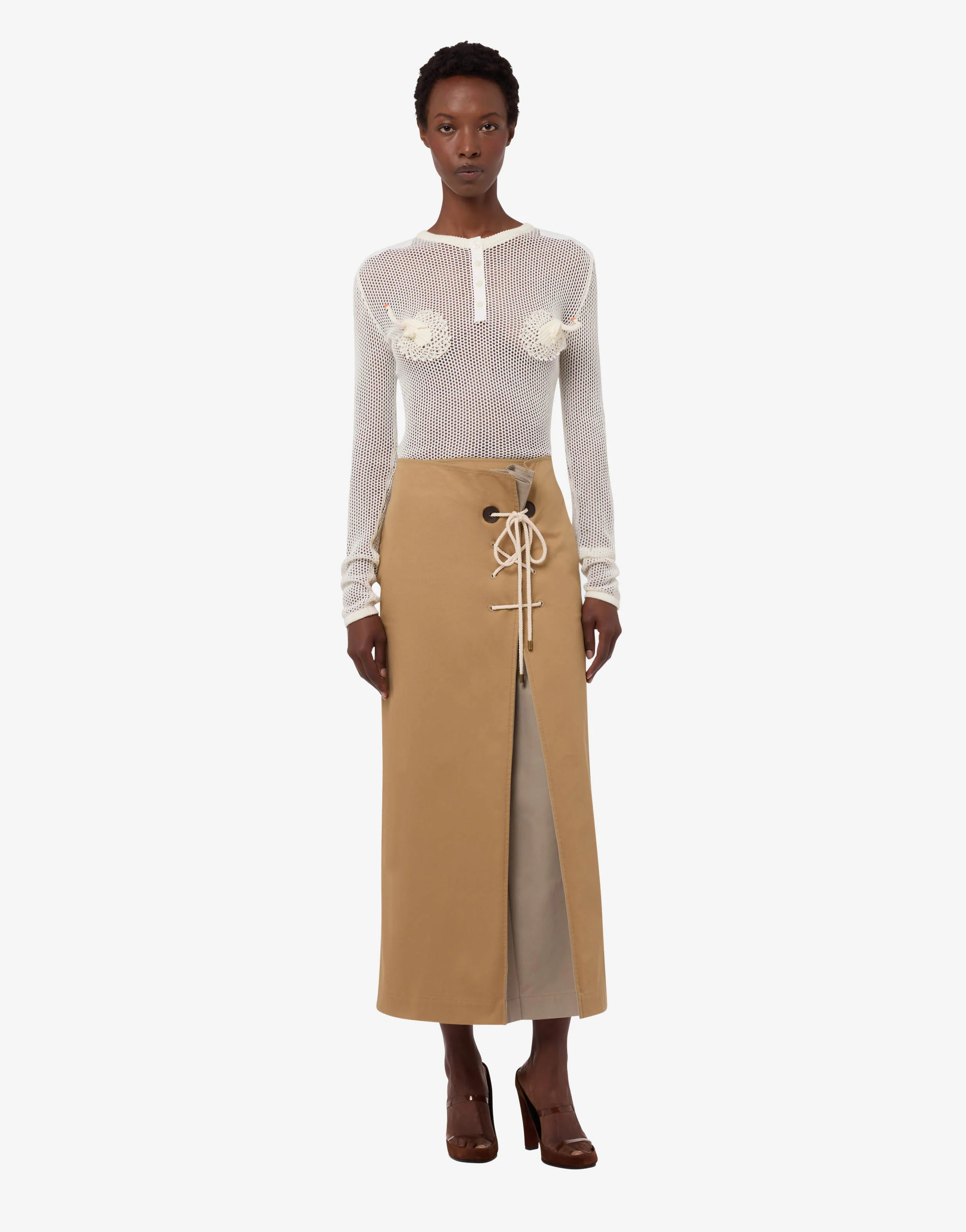 Cotton gabardine skirt