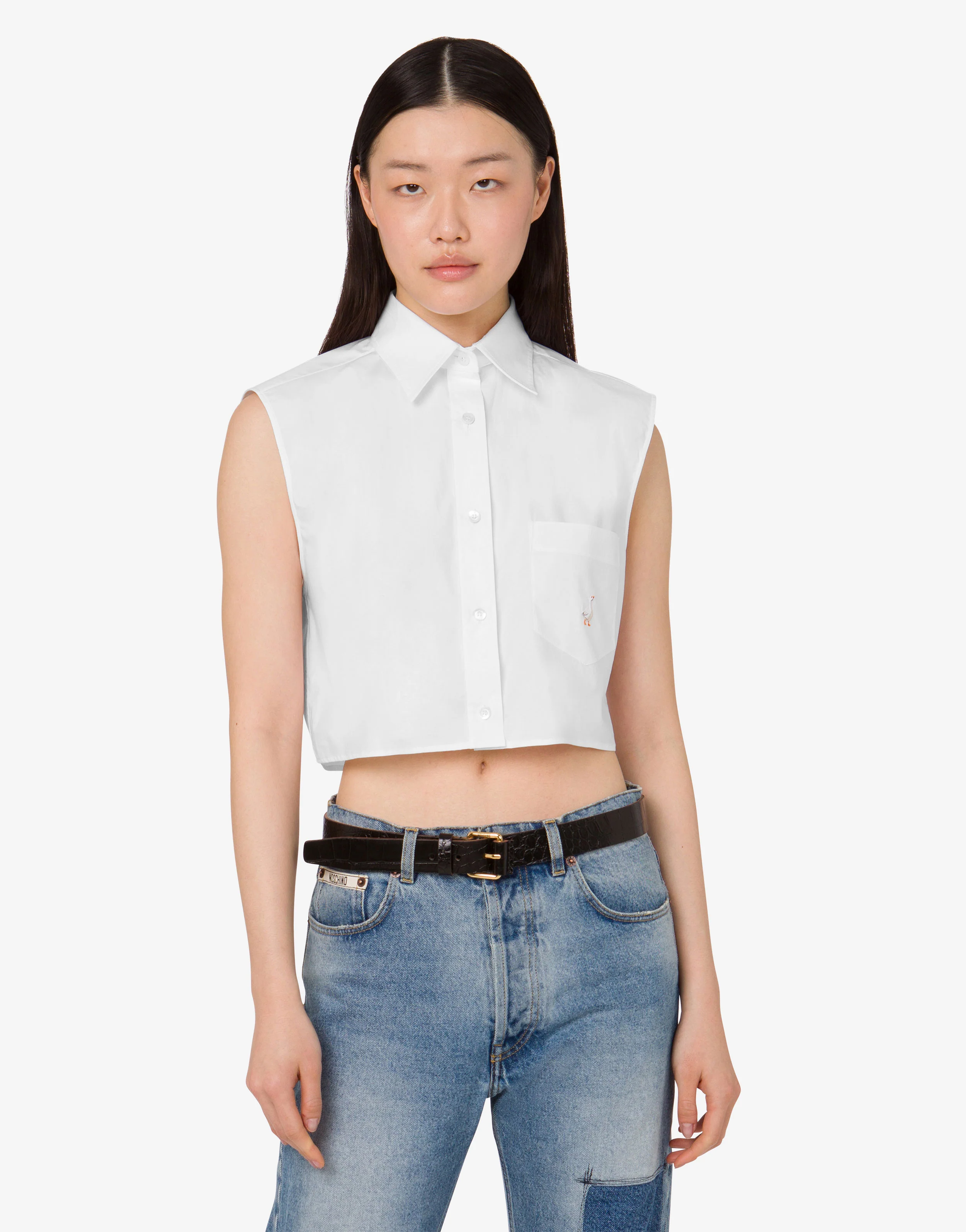 Cotton poplin crop shirt Goose - Image 3