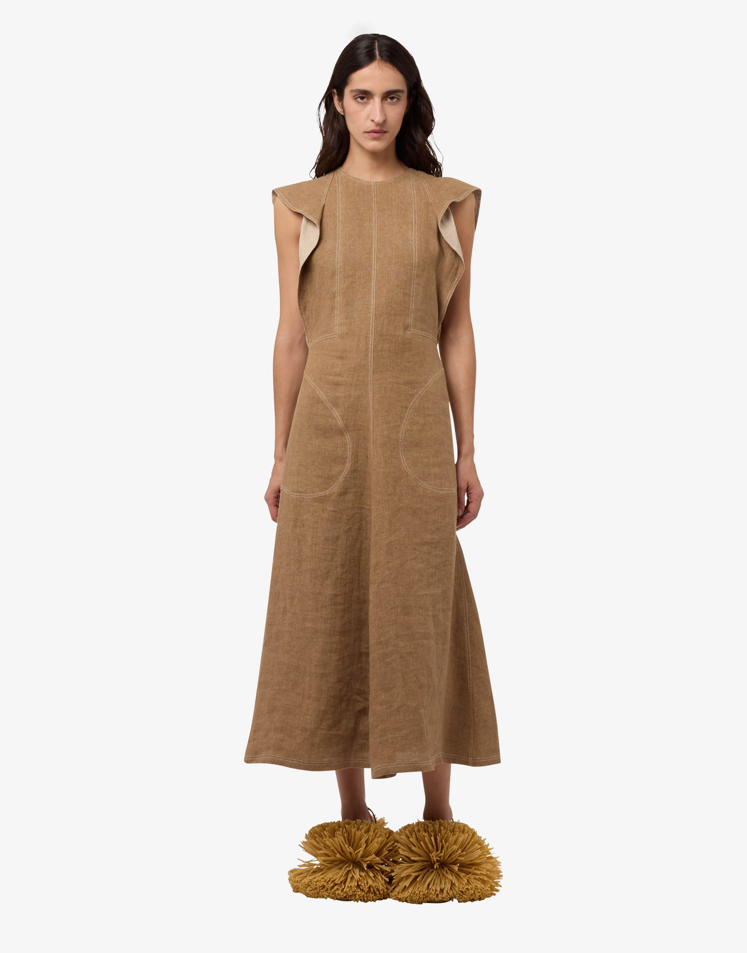 Linen and straw dress