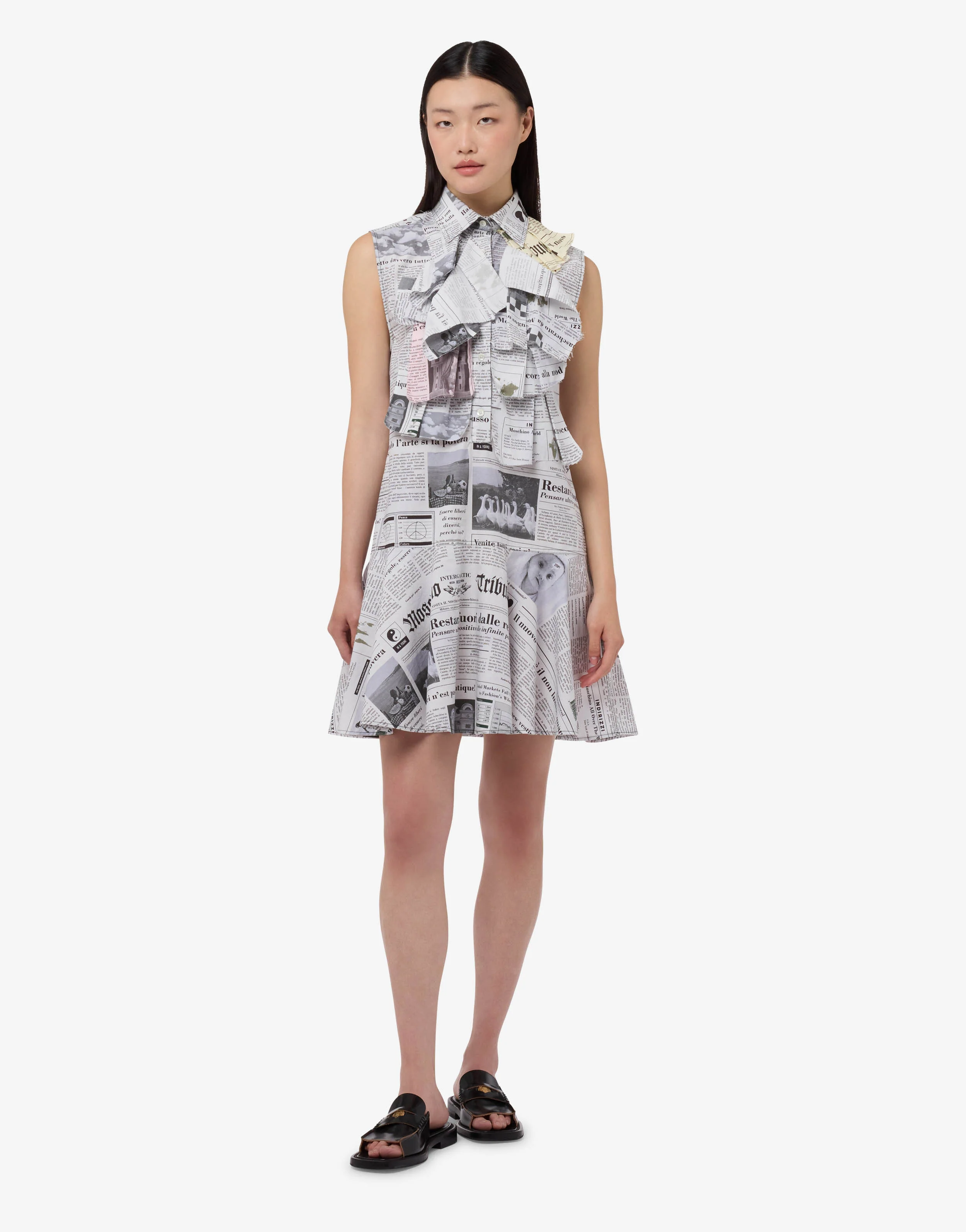 Printed cotton poplin dress