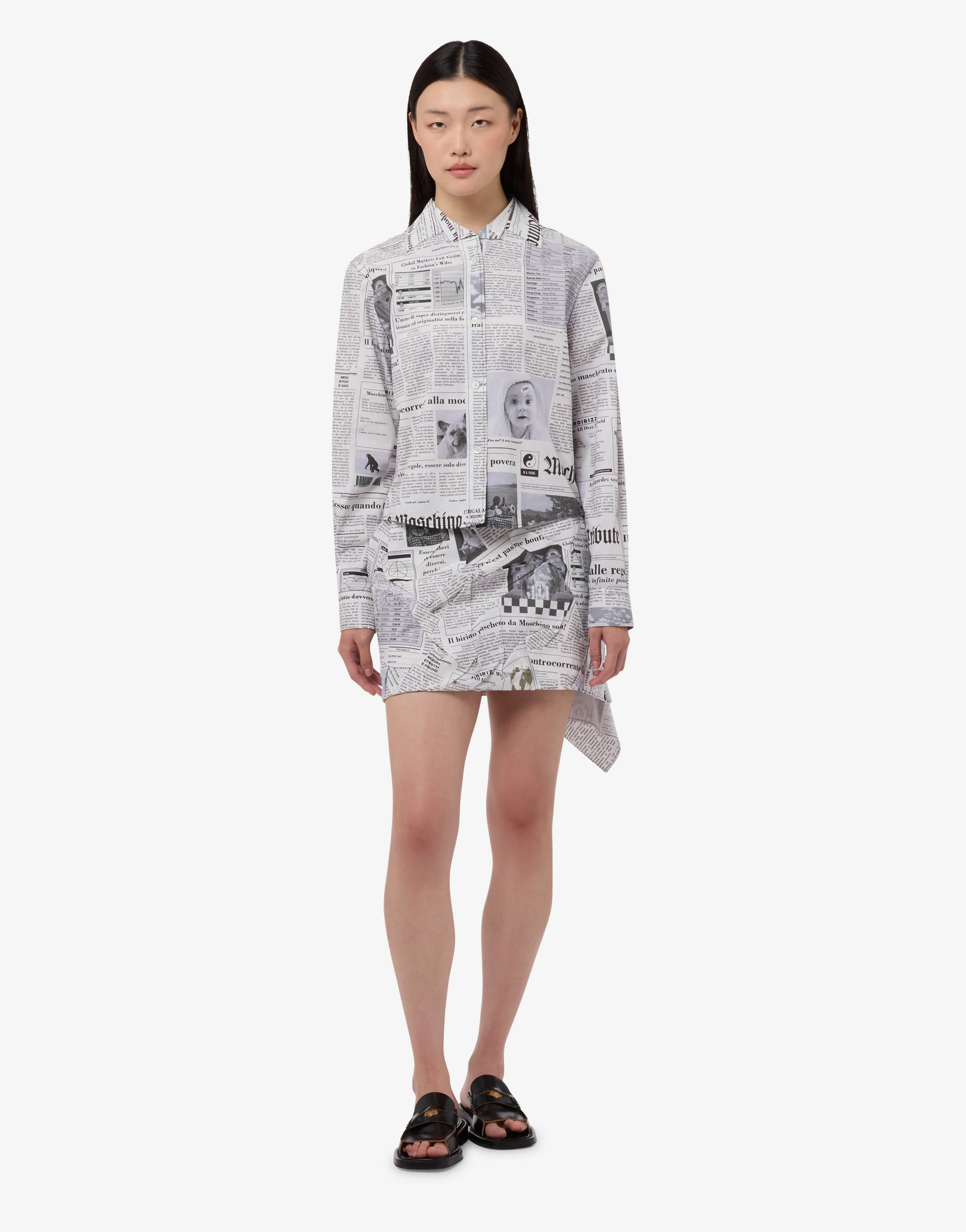 Printed cotton poplin miniskirt