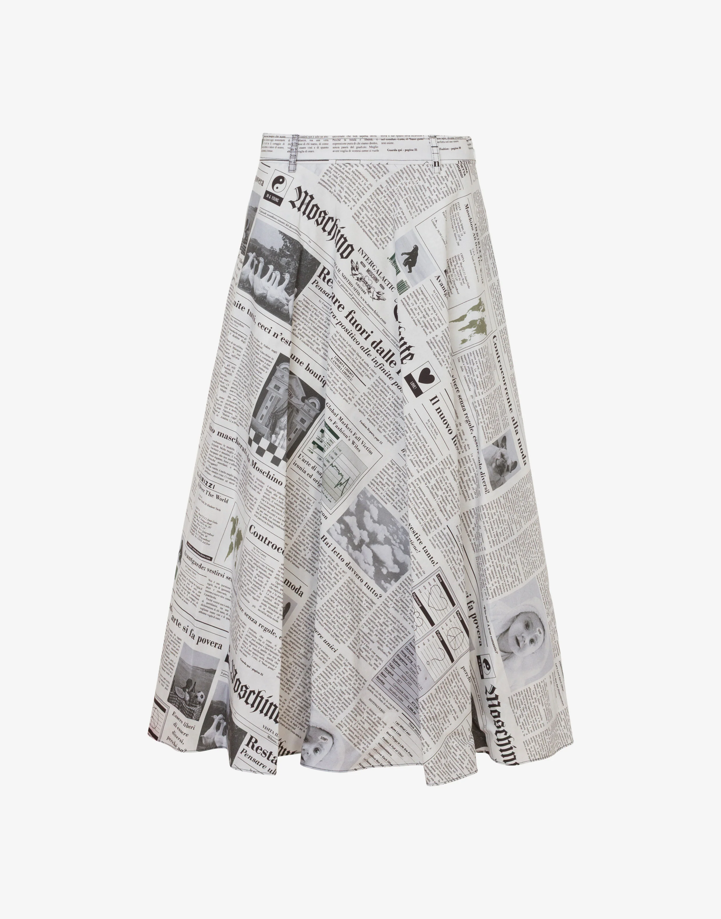 Printed cotton poplin skirt