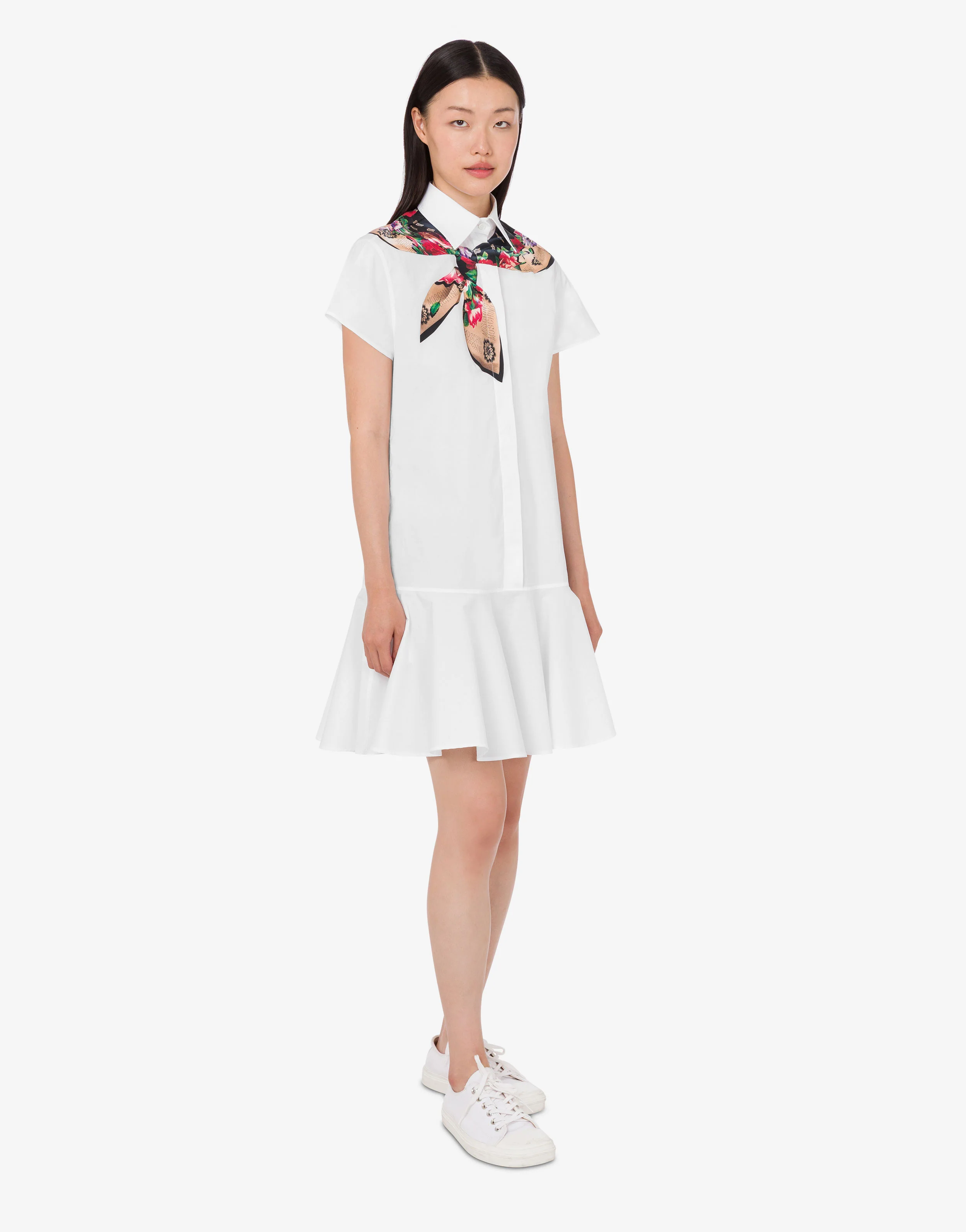Printed stretch cotton poplin dress