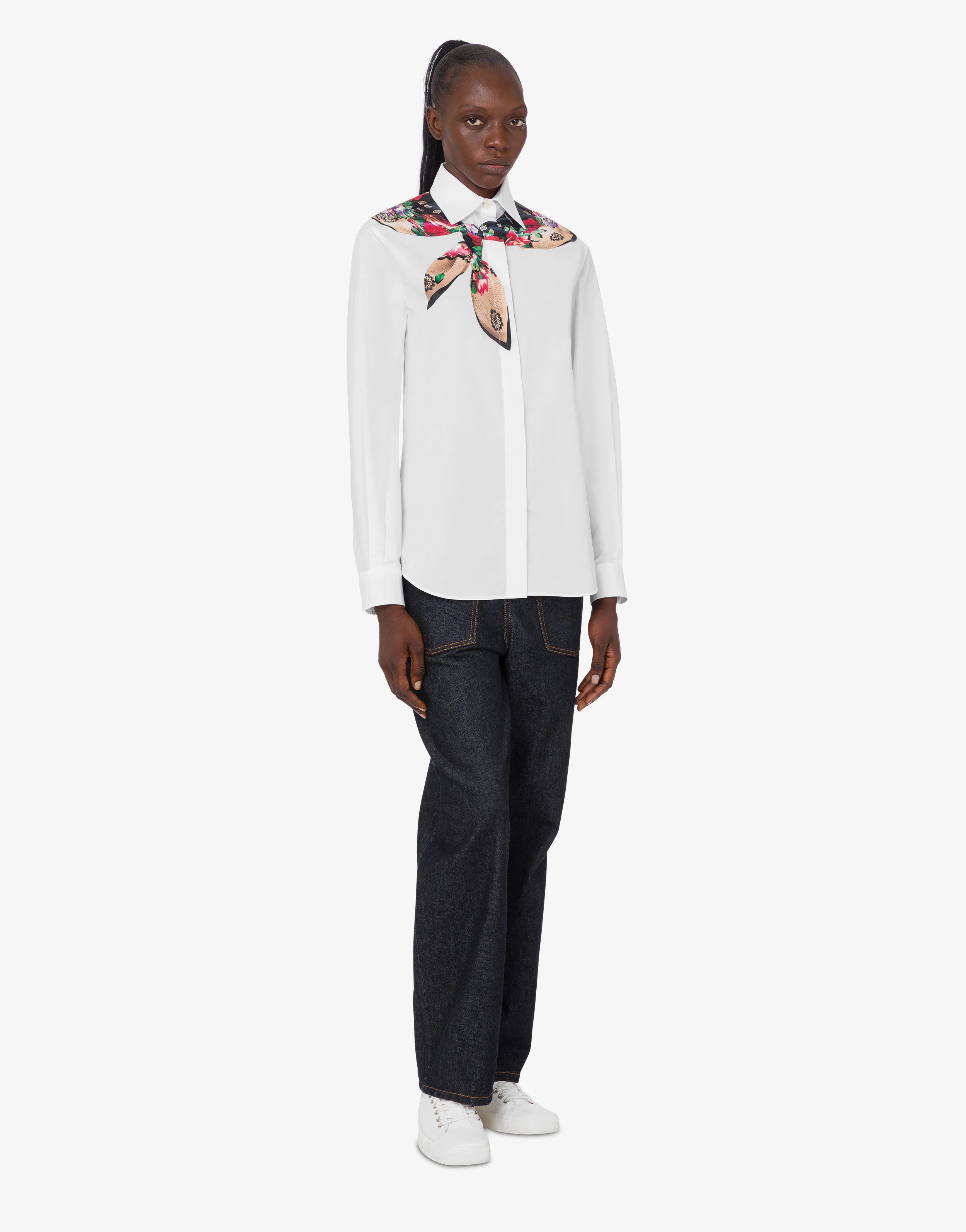Printed stretch cotton poplin shirt - Image 3