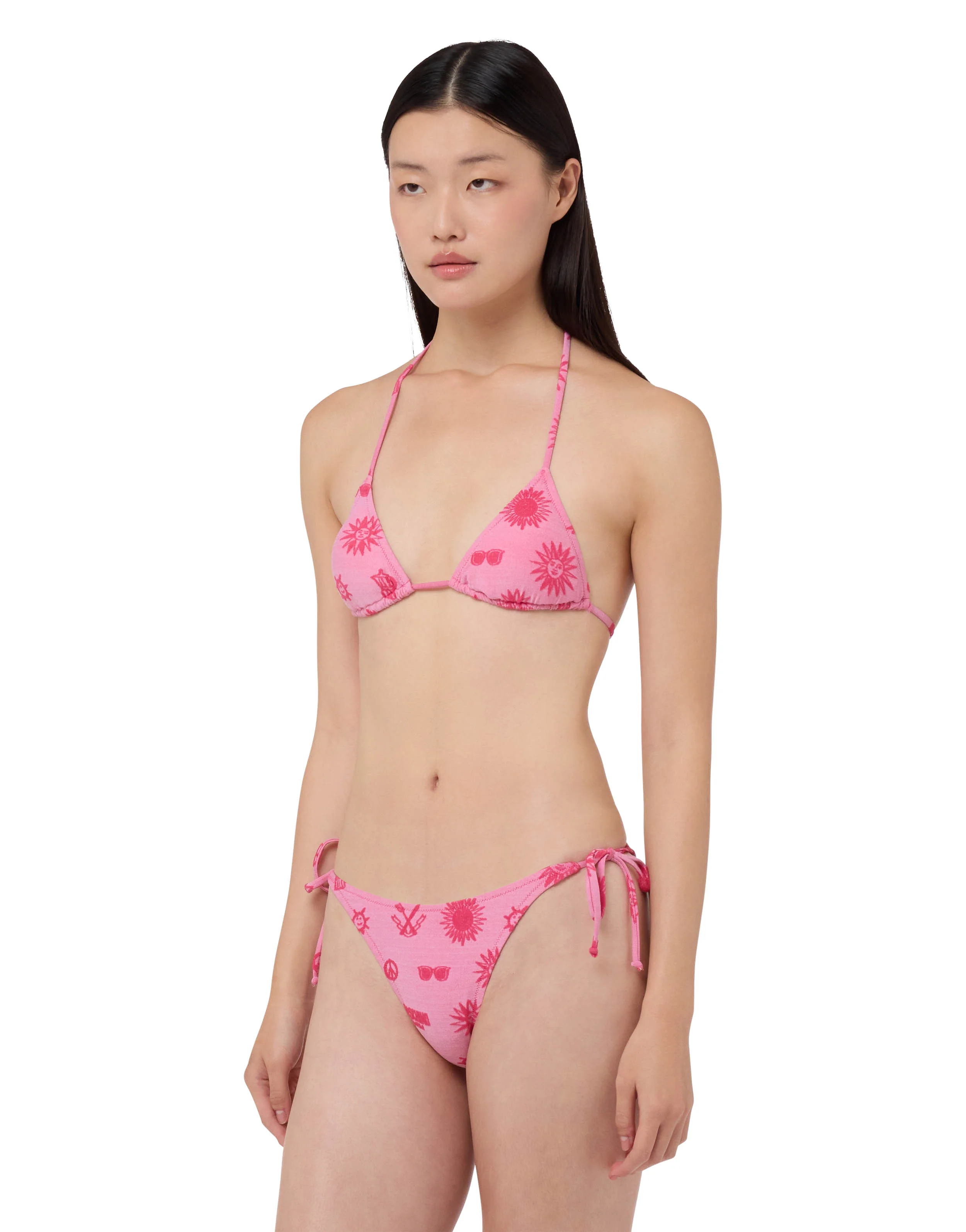 Triangle bikini top in terry cloth